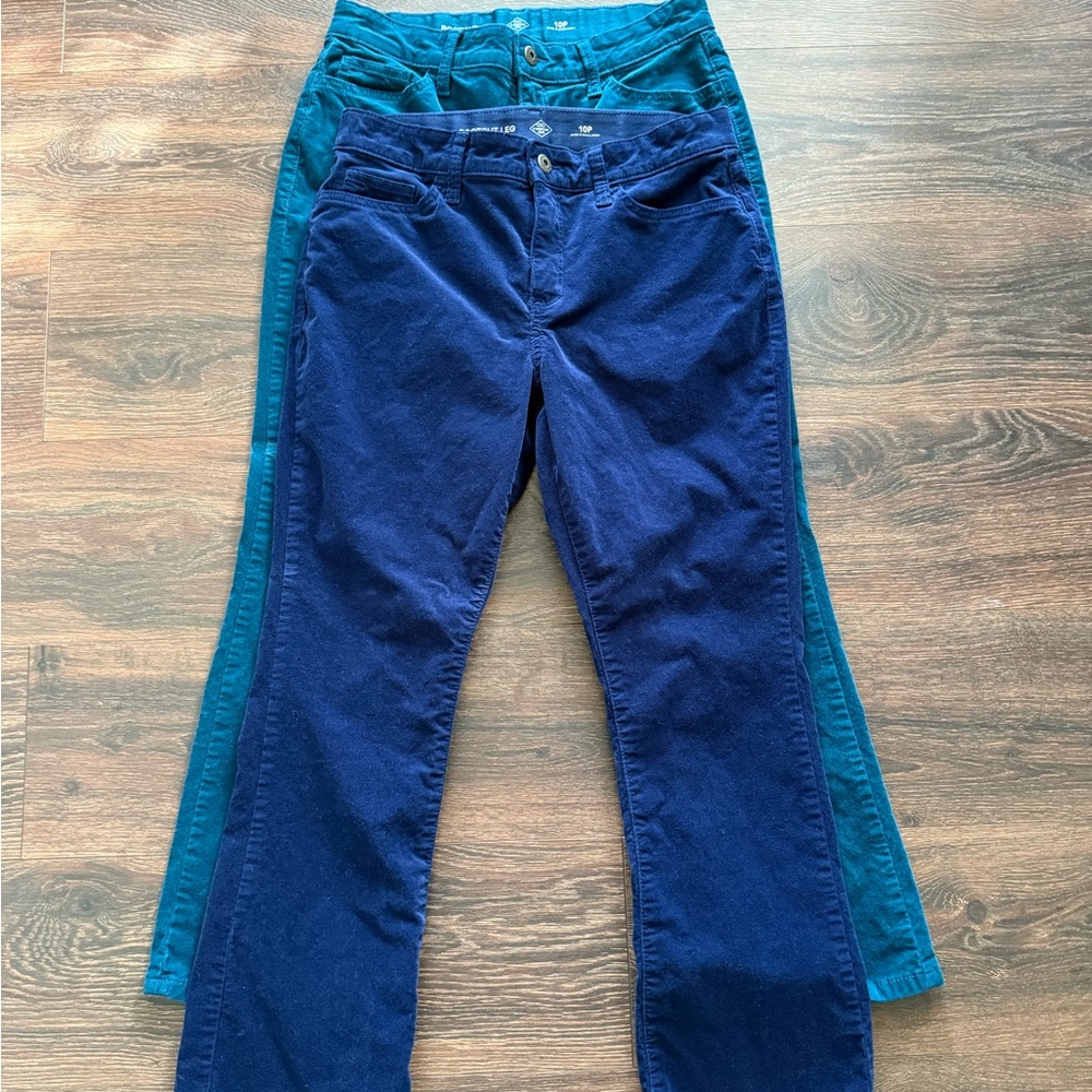 St. John's Bay Navy and Teal Boot Cut Corduroy- 10P (2 pair)